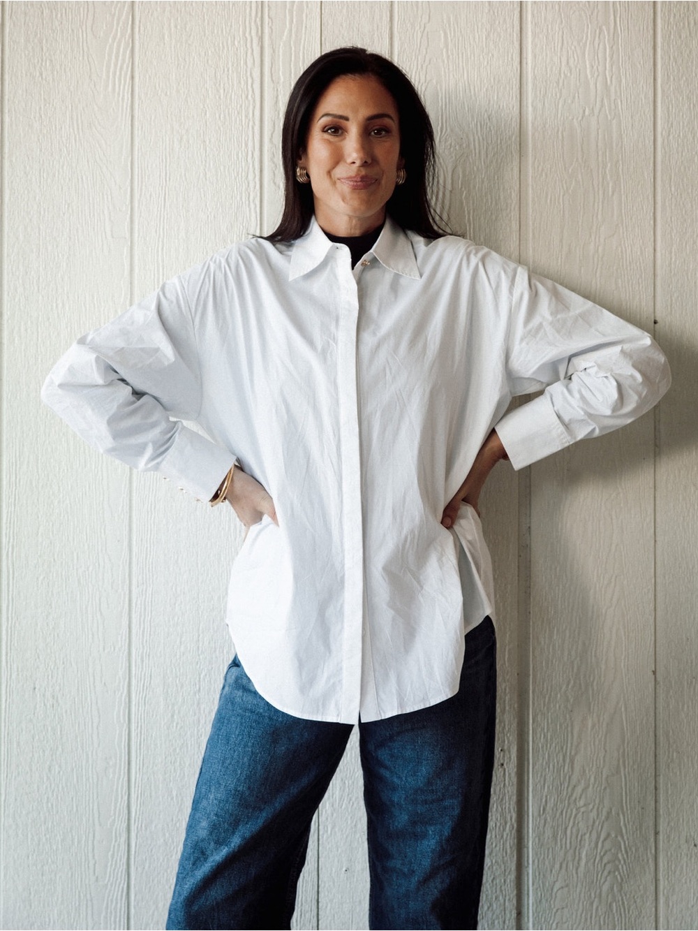 Poplin Bow Button Up Shirt